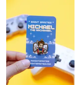 Saint Sprites St. Michael the Archangel Retro Video Game Pin, Enamel