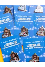 Saint Sprites Jesus the Good Shepherd Retro Video Game Pin, Enamel