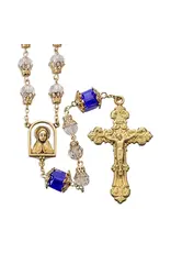 HMH Rosary - 8mm Glass Tulip Sapphire Capped, Brass Crucifix and Center