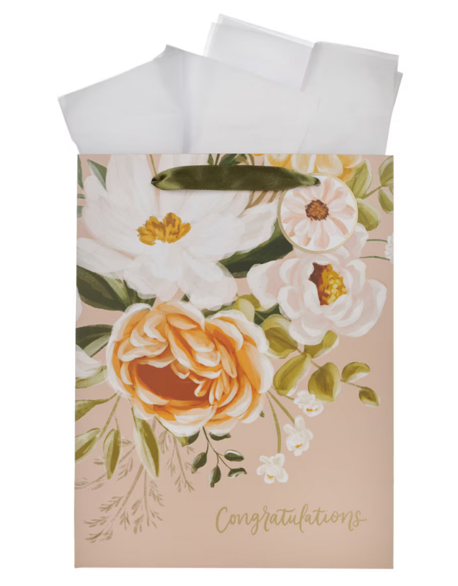 Christian Art Gifts Gift Bag - Sophia Peach Floral Portrait Gift Bag (Medium)