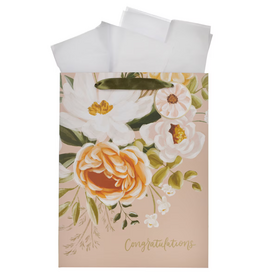 Christian Art Gifts Gift Bag - Sophia Peach Floral Portrait Gift Bag (Medium)