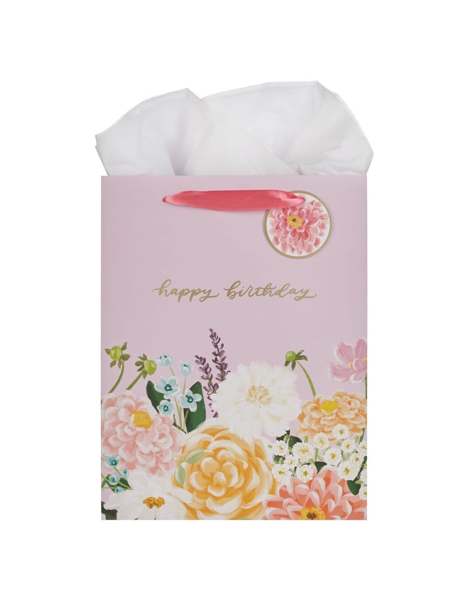 Christian Art Gifts Gift Bag - Happy Birthday Lilac Floral (Medium)