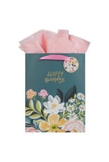 Christian Art Gifts Gift Bag - Happy Birthday Teal Floral (Medium)