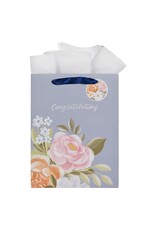 Christian Art Gifts Gift Bag - Congratulations Blue Floral (Medium)