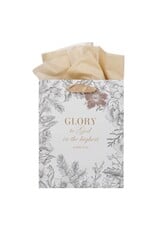 Christian Art Gifts Gift Bag - Glory to God Winter Botanical (Medium)