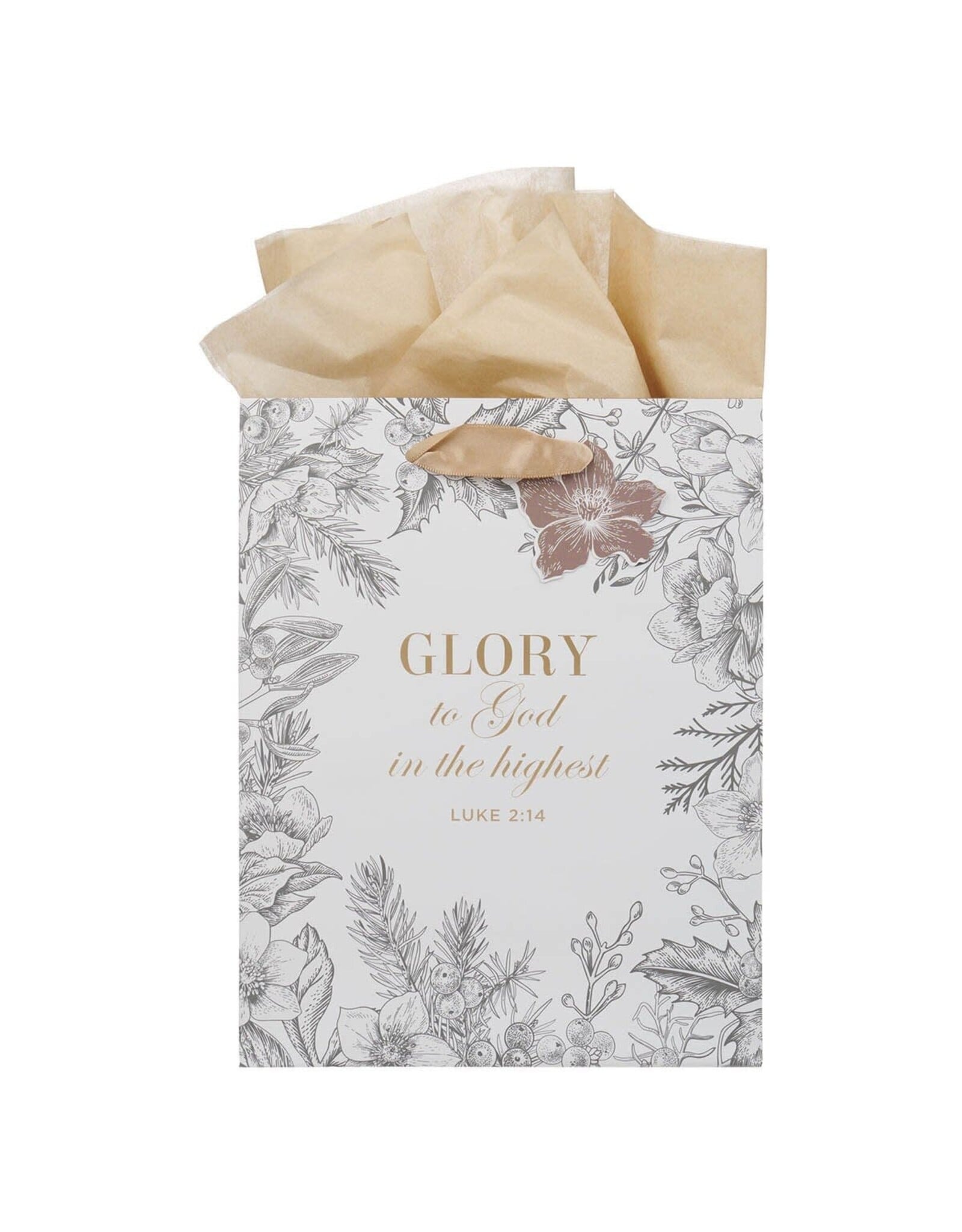 Christian Art Gifts Gift Bag - Glory to God Winter Botanical (Medium)