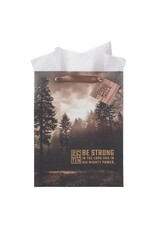 Christian Art Gifts Gift Bag - Be Strong in the Lord Woodland Portrait (Medium)