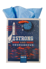 Christian Art Gifts Gift Bag - Be Strong and Courageous Blue Space Medium (Medium)