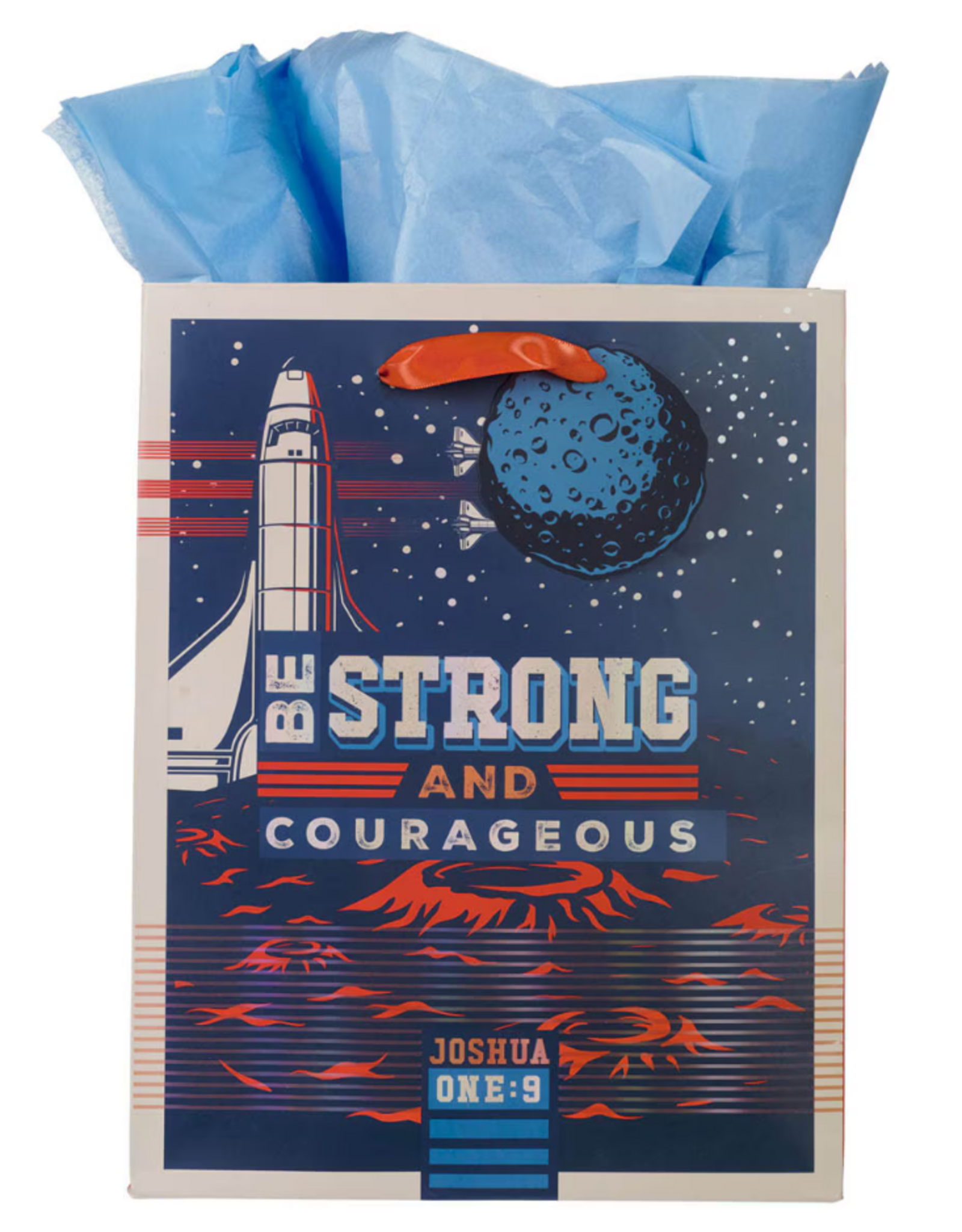 Christian Art Gifts Gift Bag - Be Strong and Courageous Blue Space Medium (Medium)