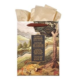 Christian Art Gifts Gift Bag - The Lord is my Shepherd Green Meadow Tapestry (Medium)