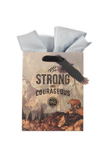 Christian Art Gifts Gift Bag - Strong and Courageous Mountain View - Joshua 1:9 (Medium)