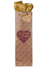 Christian Art Gifts Gift Bag - With Love Burgundy and Gold Bottle Bag