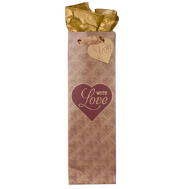 Christian Art Gifts Gift Bag - With Love Burgundy and Gold Bottle Bag