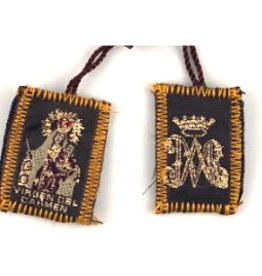 Religious Art Scapular - Our Lady of Mount Carmel, Cloth (1"x1.75")