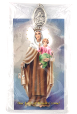 Religious Art Our Lady of Mt. Carmel Prayer Card with Medal