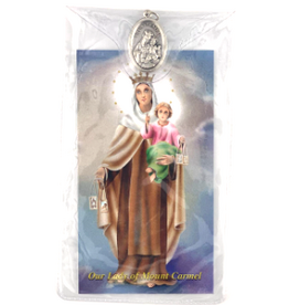 Religious Art Our Lady of Mt. Carmel Prayer Card with Medal