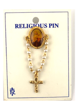 Religious Art Our Lady of Mt. Carmel Lapel Pin with Rosary
