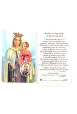 Religious Art Our Lady of Mt. Carmel Laminated Prayer Card with Medal