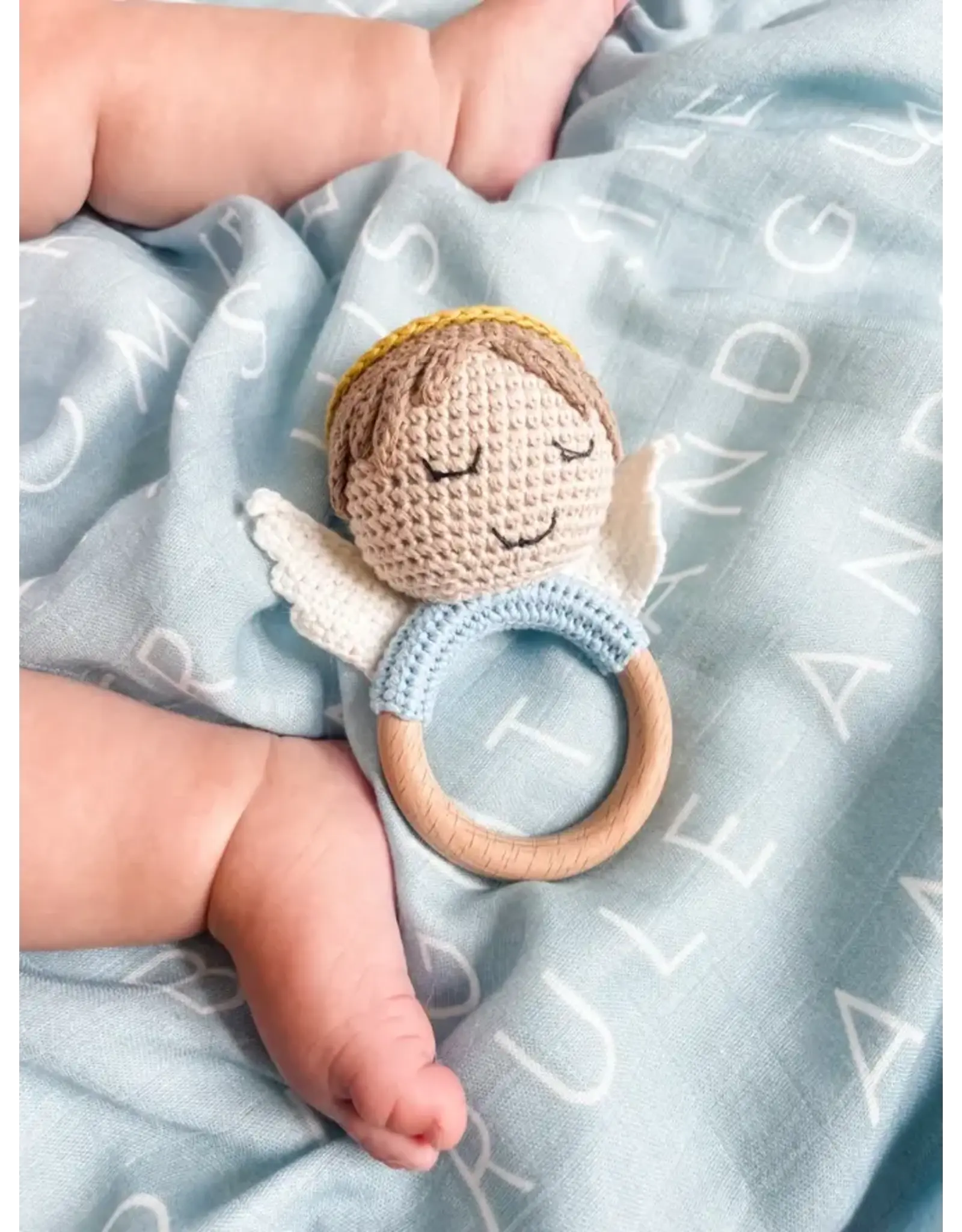 Lily & Lamb Guardian Angel Rattle (Boy)