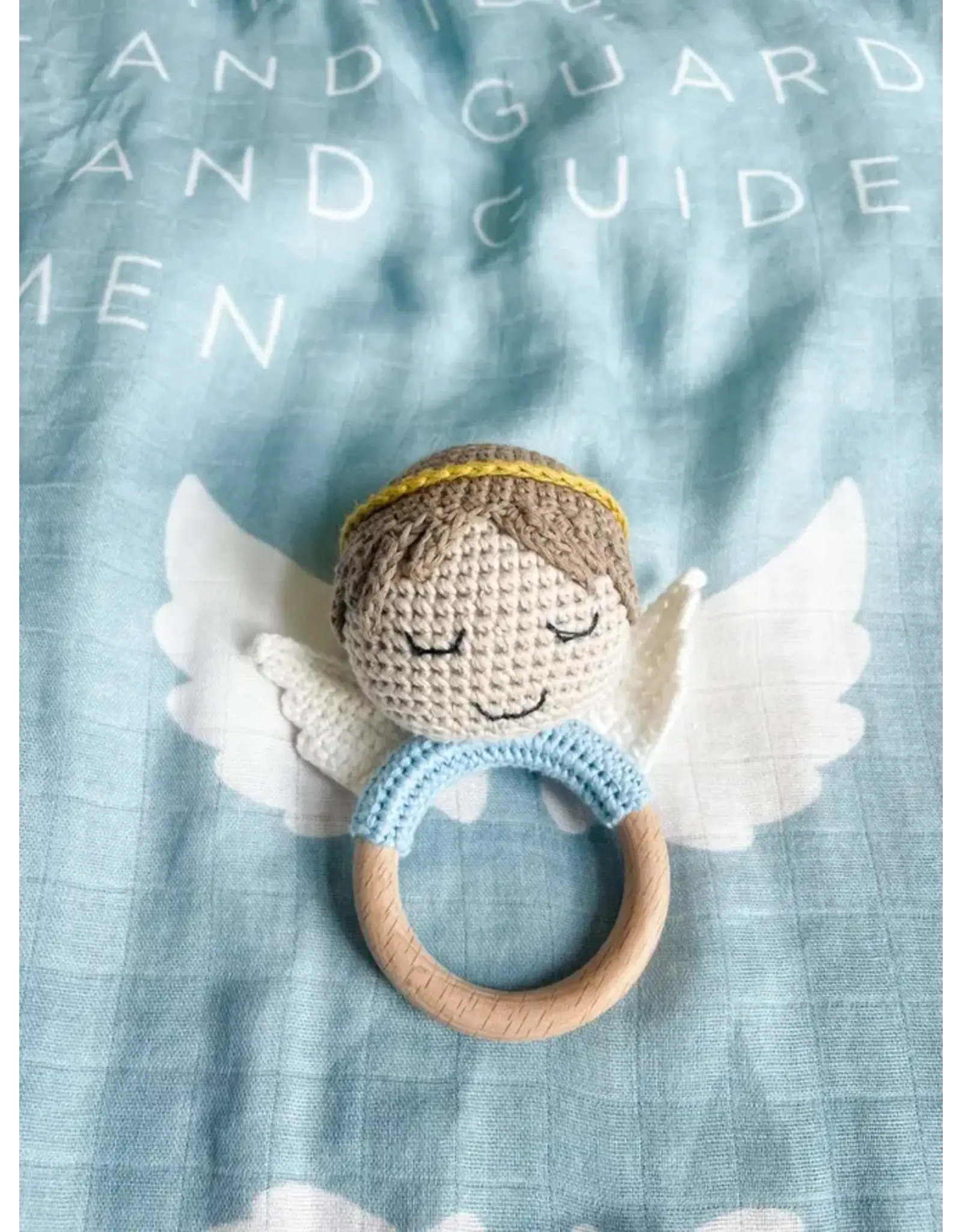 Lily & Lamb Guardian Angel Rattle (Boy)