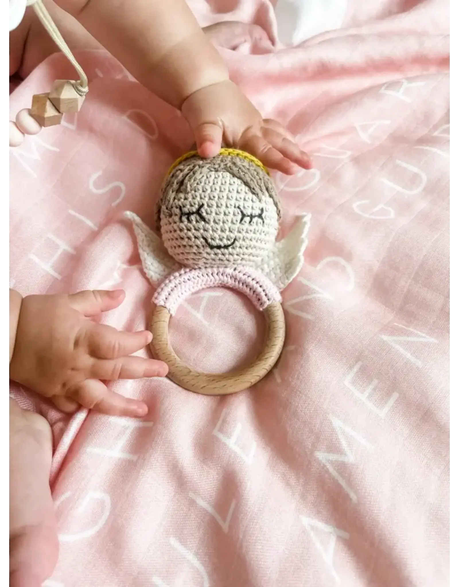 Lily & Lamb Guardian Angel Rattle (Girl)