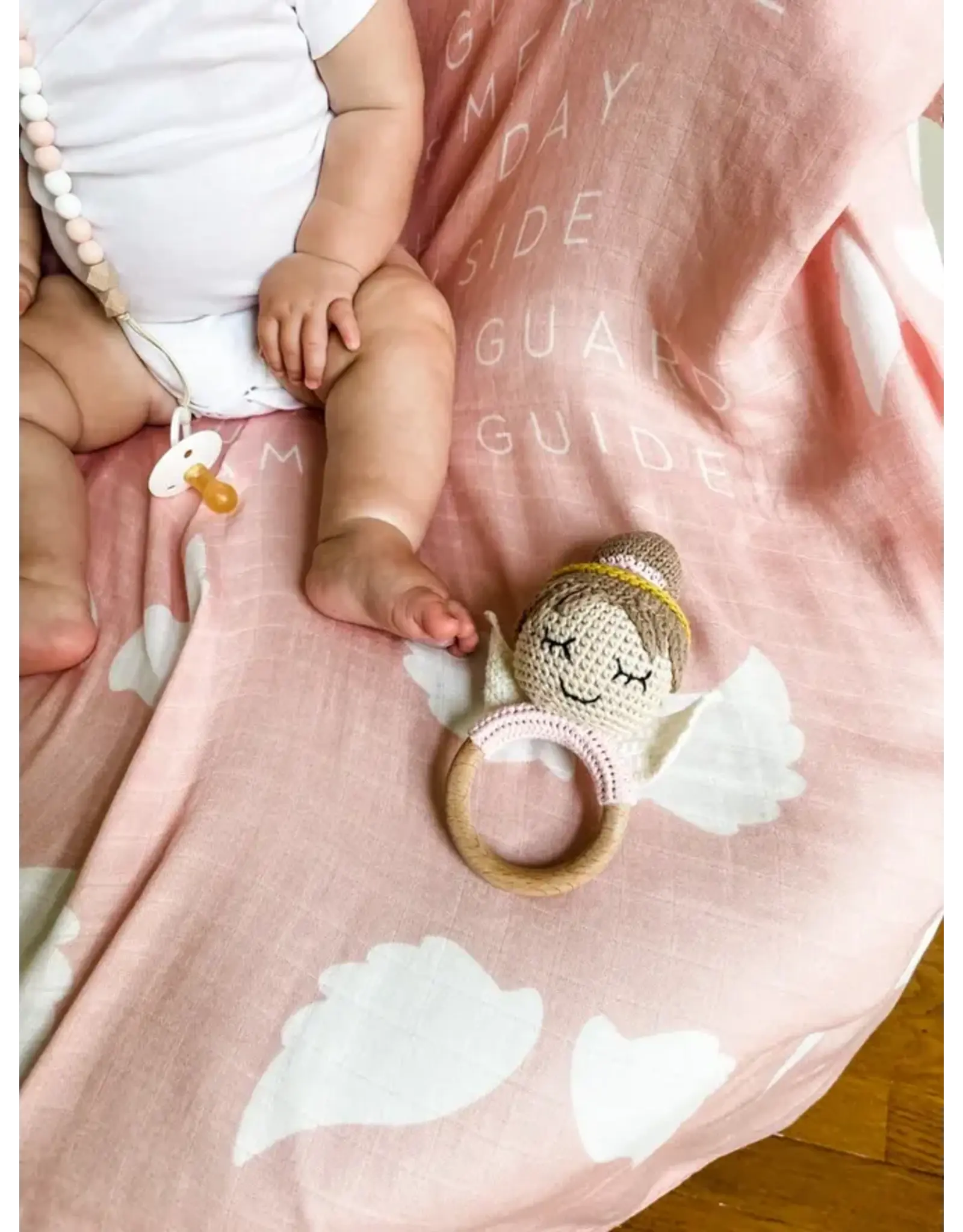 Lily & Lamb Guardian Angel Rattle (Girl)