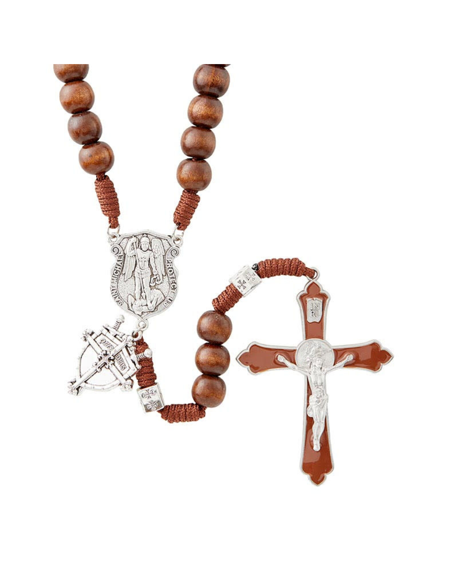 Christian Brands Catholic Paracord Rosary - St. Michael, Brown