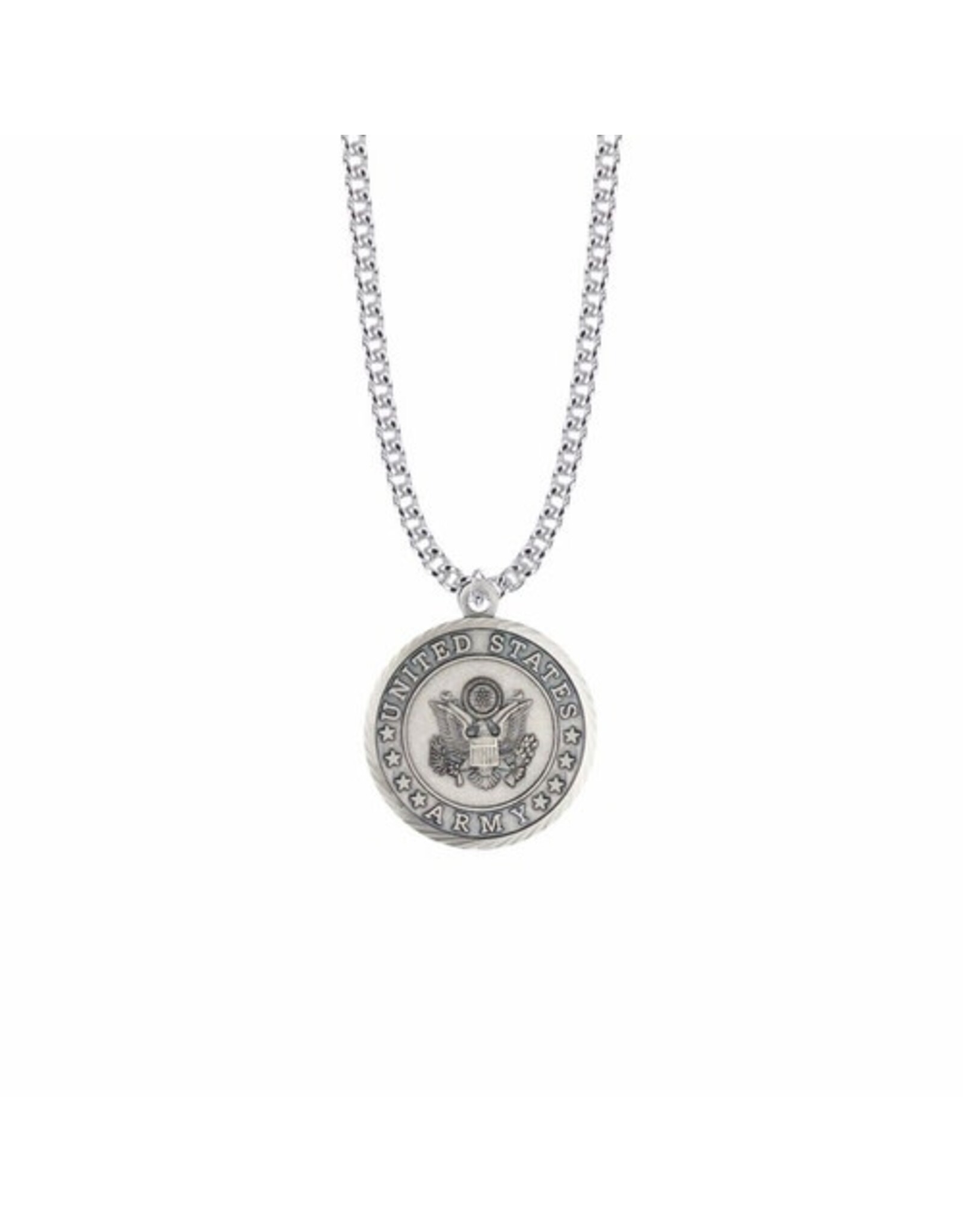 Singer Nickel Silver Army Medal on 20" Chain with Philippians Verse
