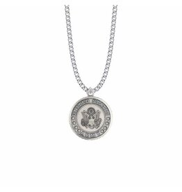 Singer Nickel Silver Army Medal on 20" Chain with Philippians Verse