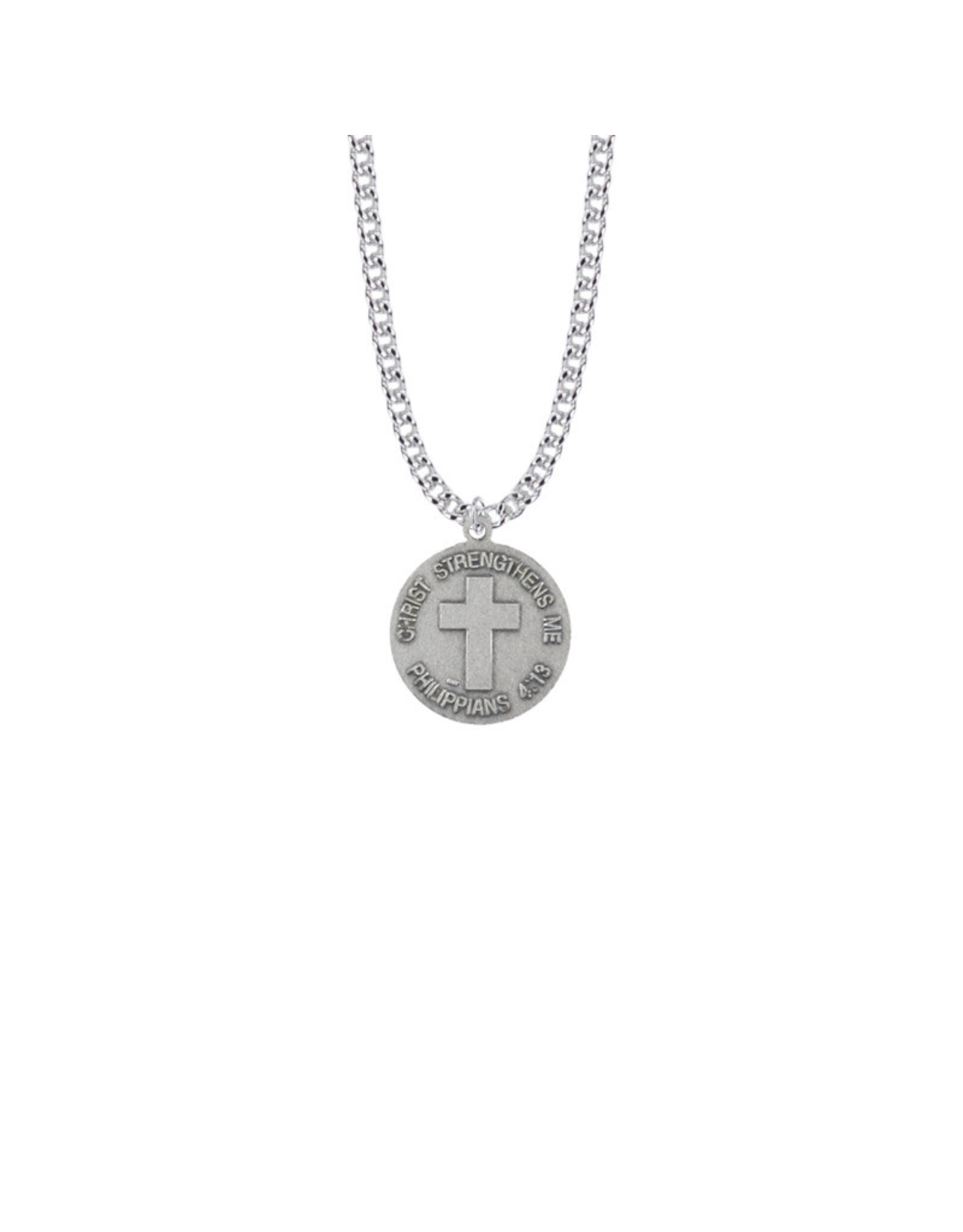 Singer Nickel Silver Navy Medal on 20" Chain with Philippians Verse