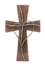 Dicksons Rustic Wood Wall Cross with Heart (18")