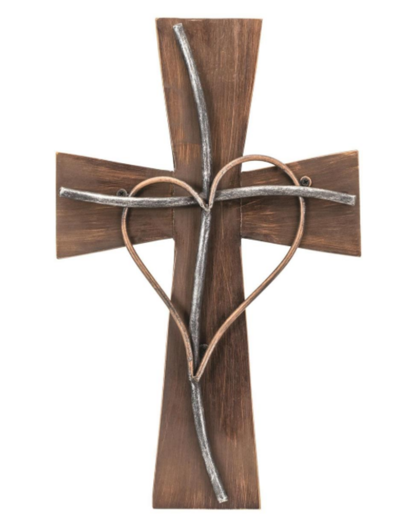 Dicksons Rustic Wood Wall Cross with Heart (18")