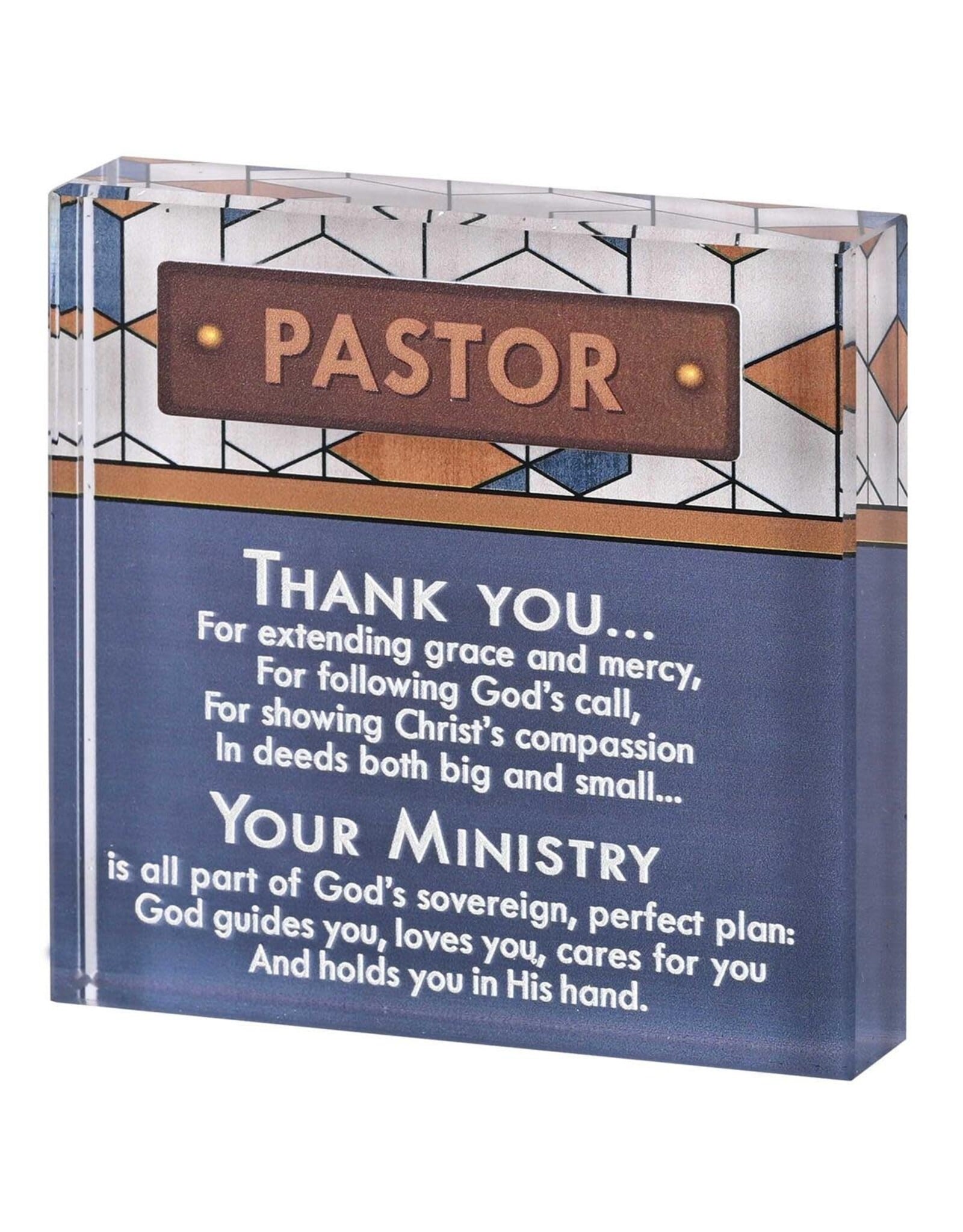 Dicksons Pastor Tabletop Glass Plaque 3x3
