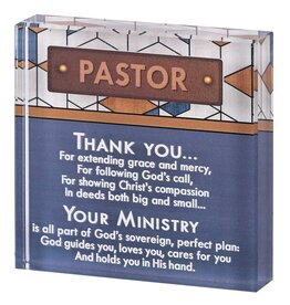 Dicksons Pastor Tabletop Glass Plaque 3x3