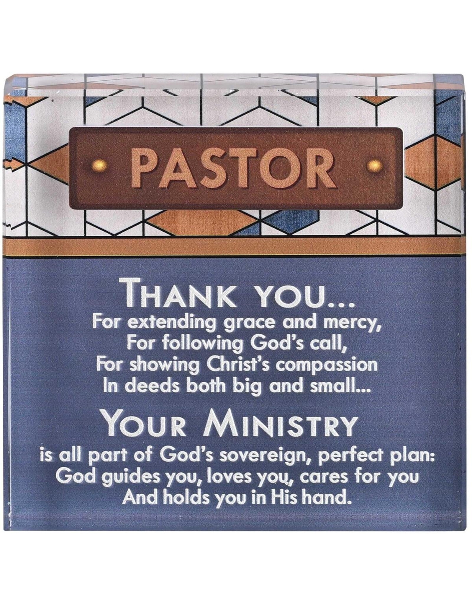 Dicksons Pastor Tabletop Glass Plaque 3x3