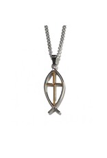 Dicksons Ichthus (Fish) Necklace on 18" Chain, 2-Tone