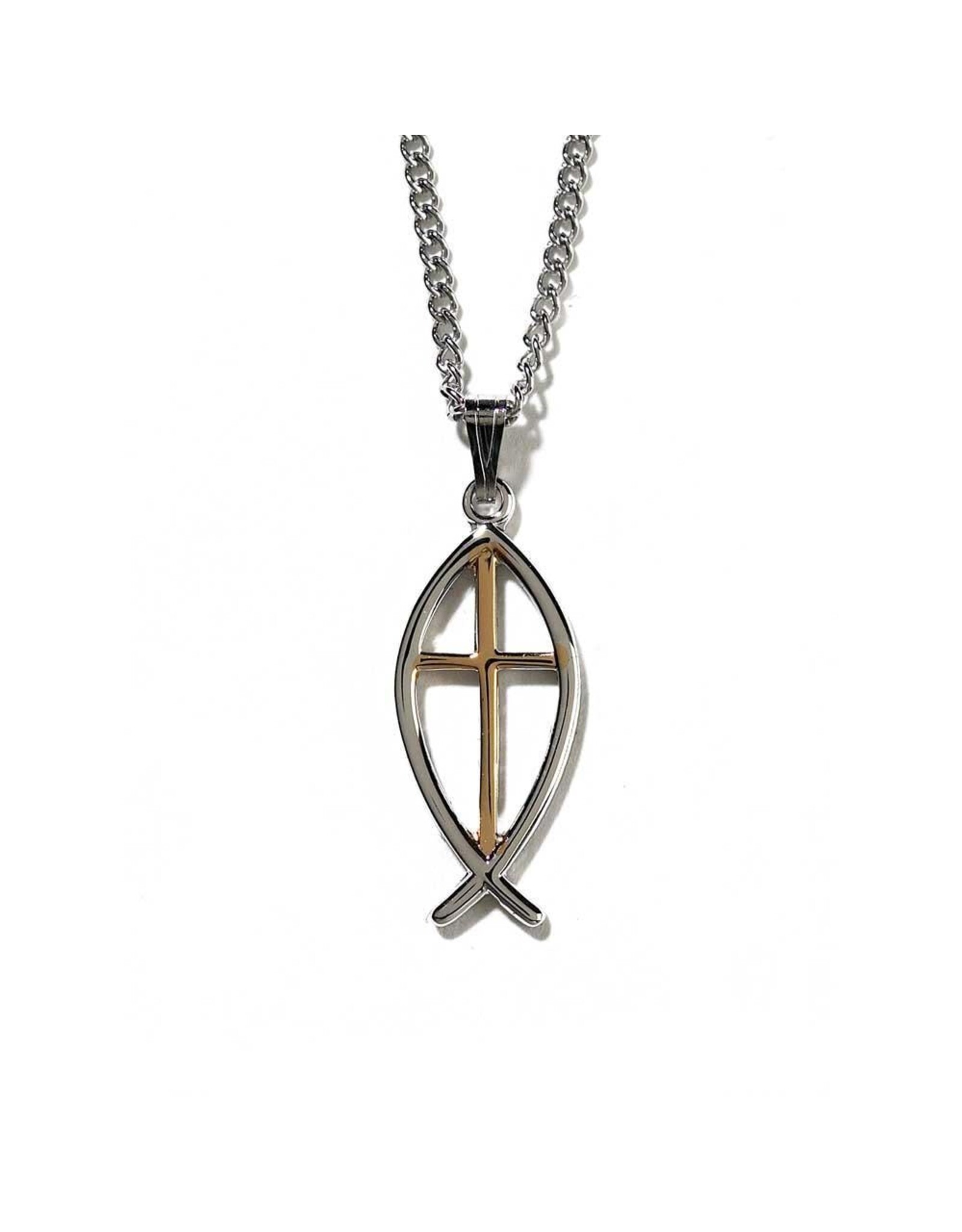 Dicksons Ichthus (Fish) Necklace on 18" Chain, 2-Tone