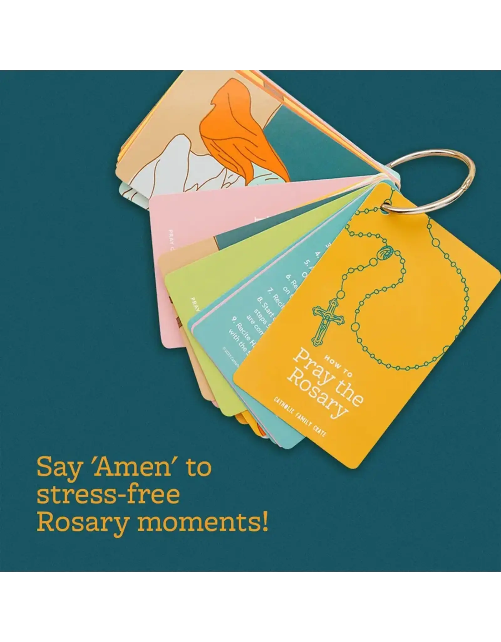Catholic Family Crate Rosary Cards on Ring