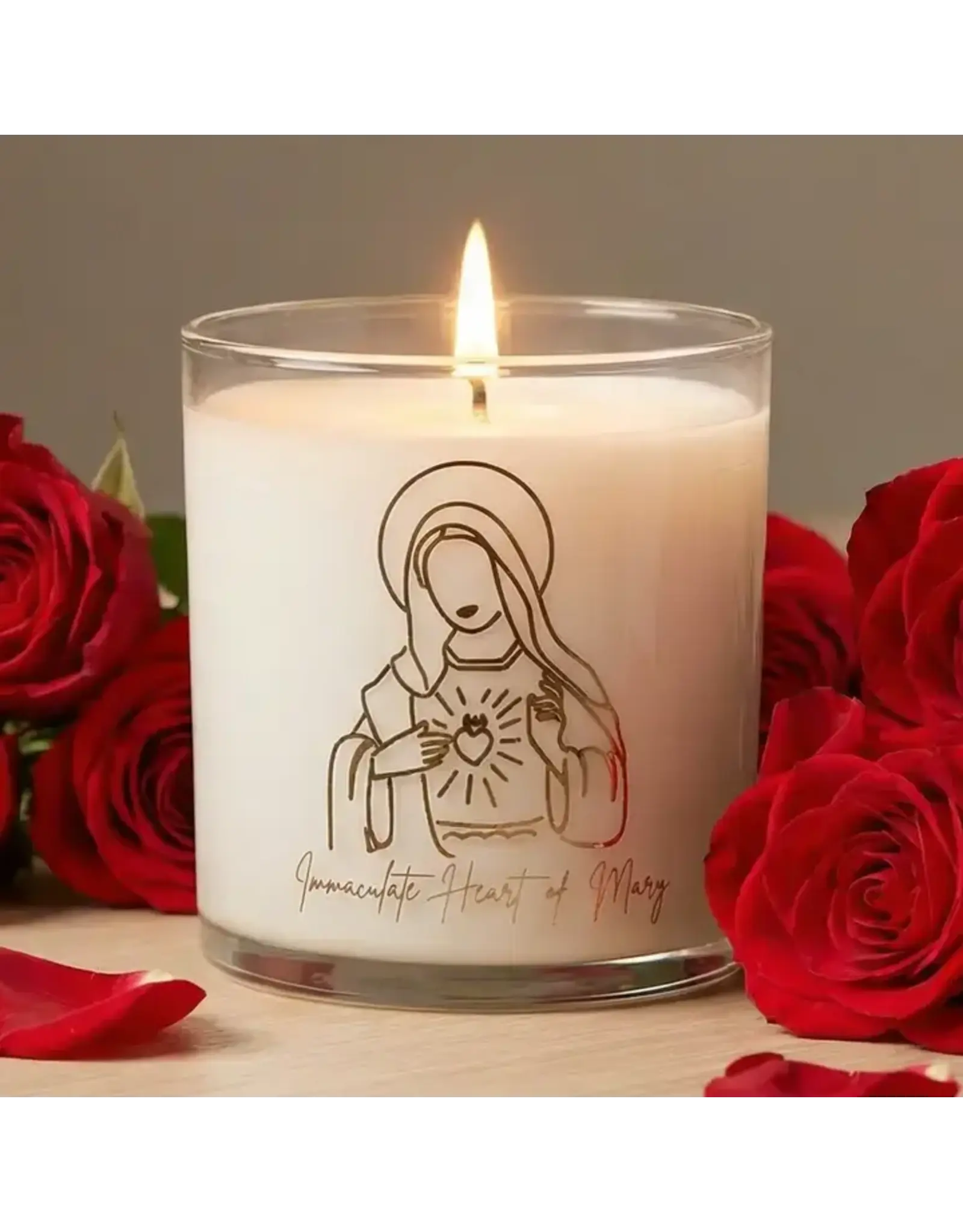 Pax Rosa Immaculate Heart of Mary Candle, 9oz