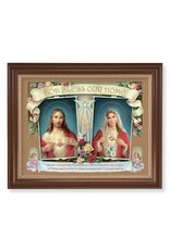 Hirten Dark Walnut Framed  Art Print - Sacred & Immaculate Hearts (13.5" x 16.5")
