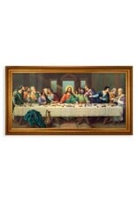 Hirten Picture - Last Supper, Zabateri, Antique Gold Leaf Beveled Frame with Carved Rope Trim (24"x44")