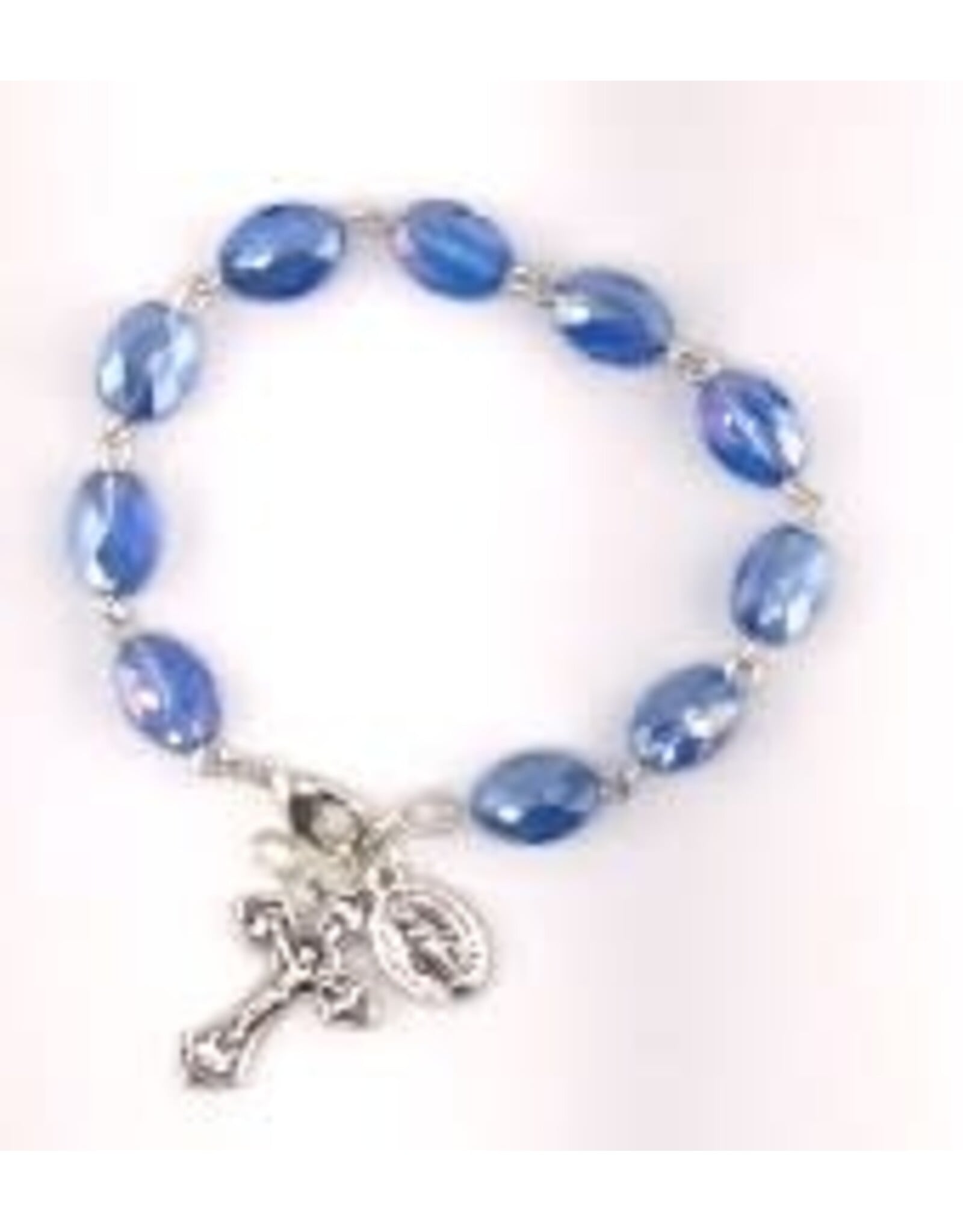 Religious Art Bracelet - Beaded w/Miraculous Medal & Crucifix,