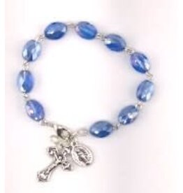 Religious Art Bracelet - Beaded w/Miraculous Medal & Crucifix,