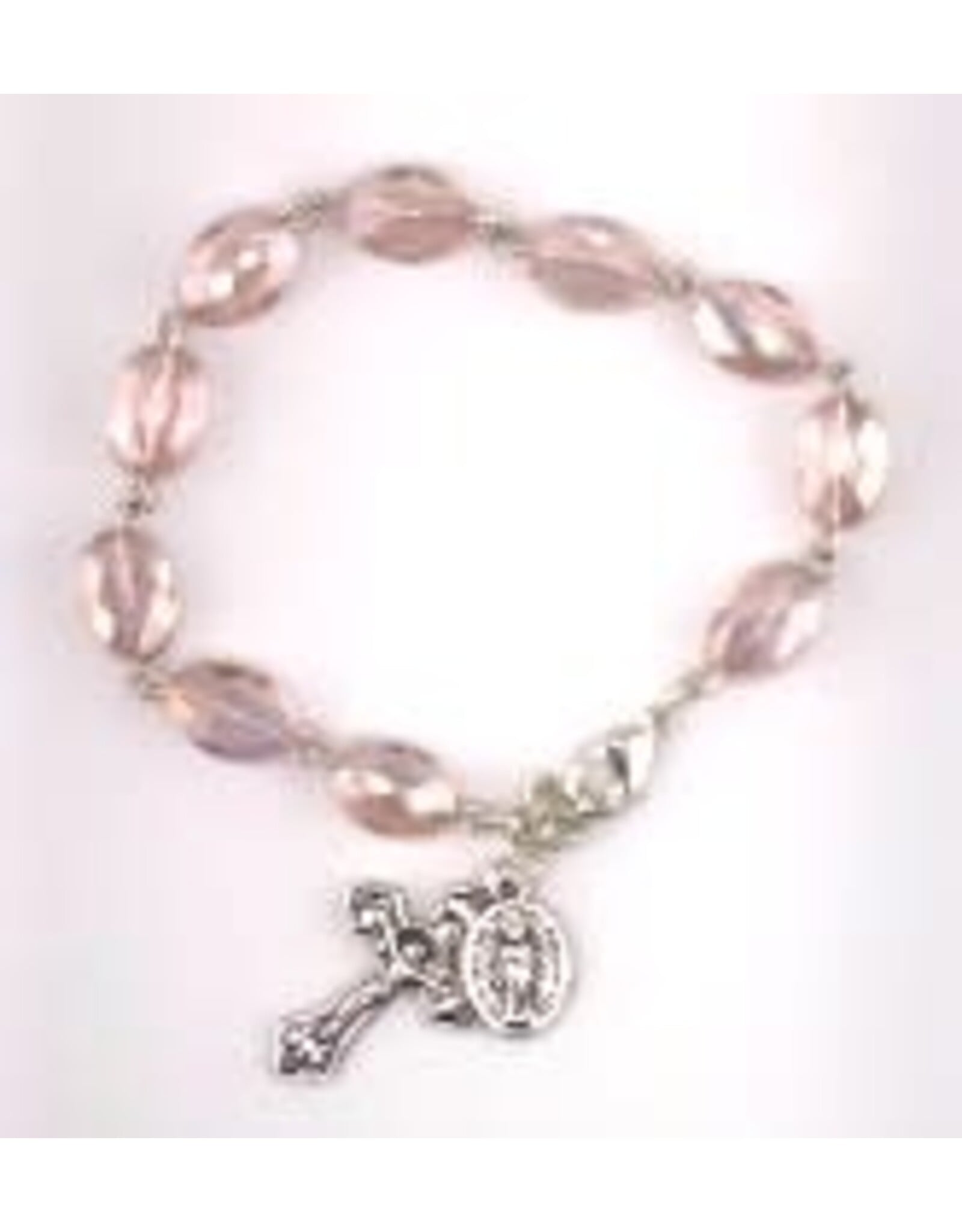 Religious Art Bracelet - Beaded w/Miraculous Medal & Crucifix,