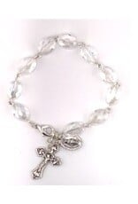 Religious Art Bracelet - Beaded w/Miraculous Medal & Crucifix,