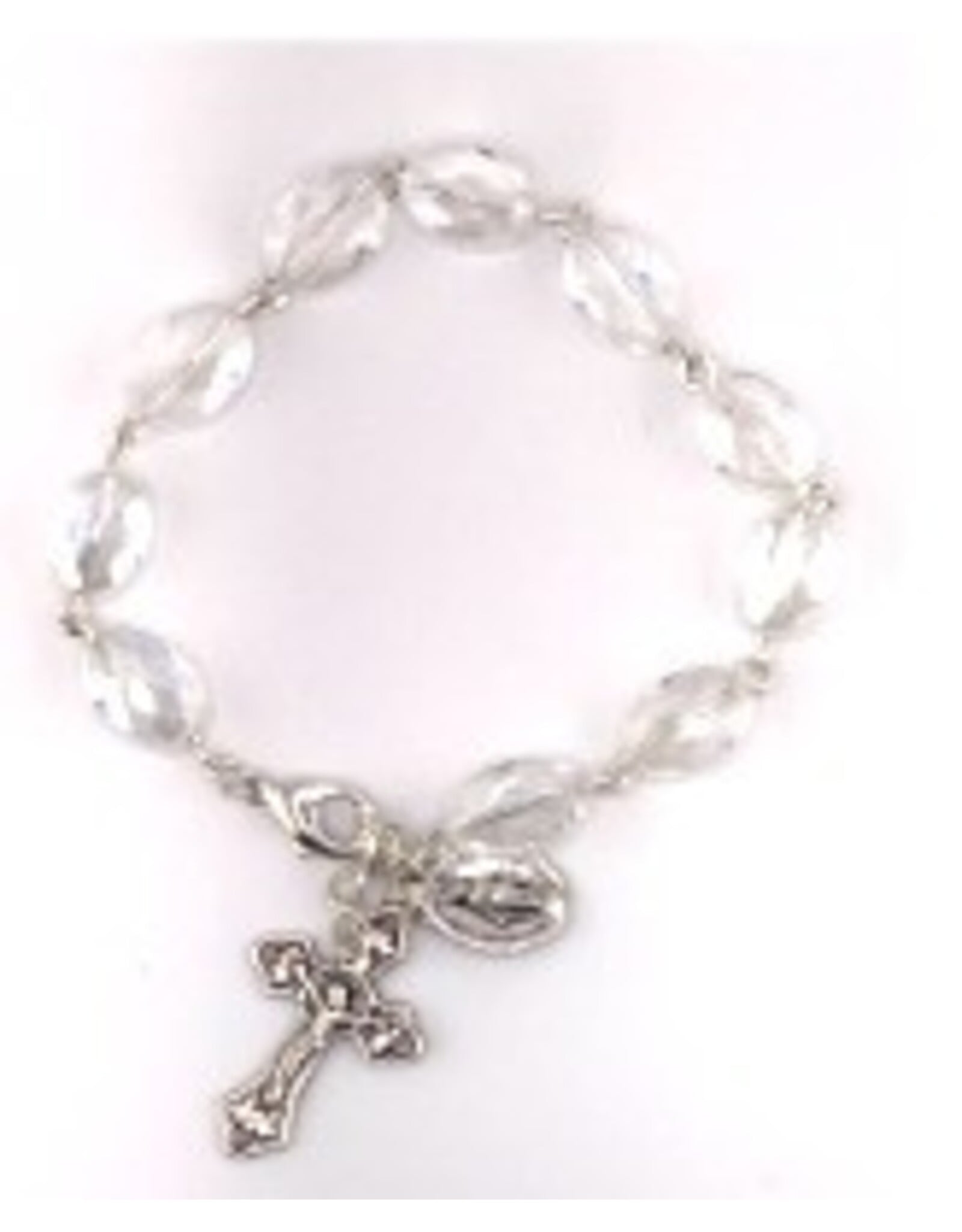 Religious Art Bracelet - Beaded w/Miraculous Medal & Crucifix,