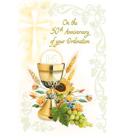 Greetings of Faith Card - Ordination Anniversary, 50th