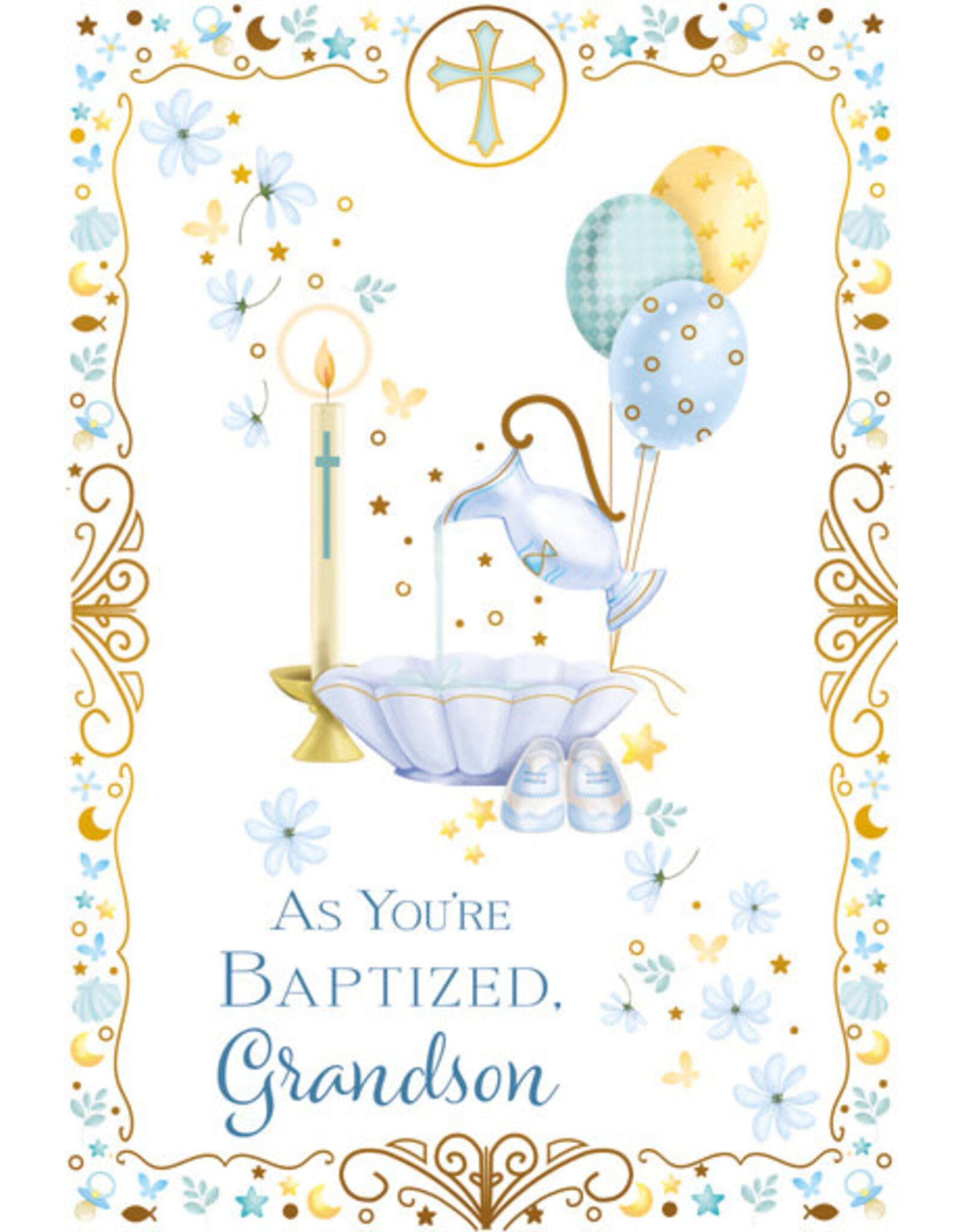 Greetings of Faith Card - Baptism, Grandson (Adult/All Ages)