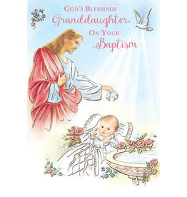 Greetings of Faith Card - Baptism, Granddaughter