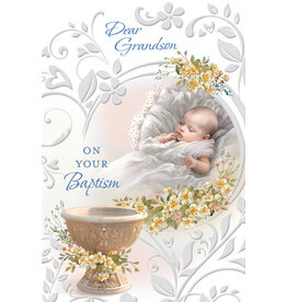 Greetings of Faith Card - Baptism, Grandson